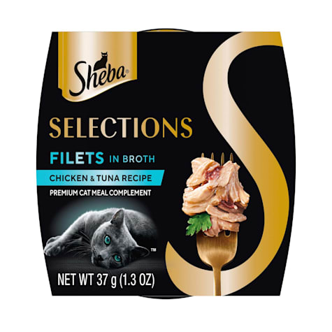 Sheba Selections Filets in Broth Cat Meal Complement Chicken & Tuna Recipe