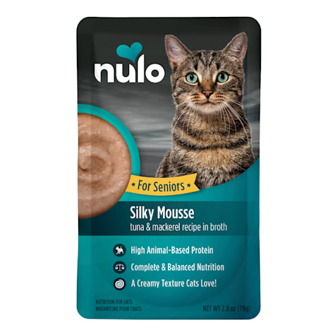 Nulo Silky Mousse Tuna & Mackerel Recipe in Broth Nutrition for Senior Cats