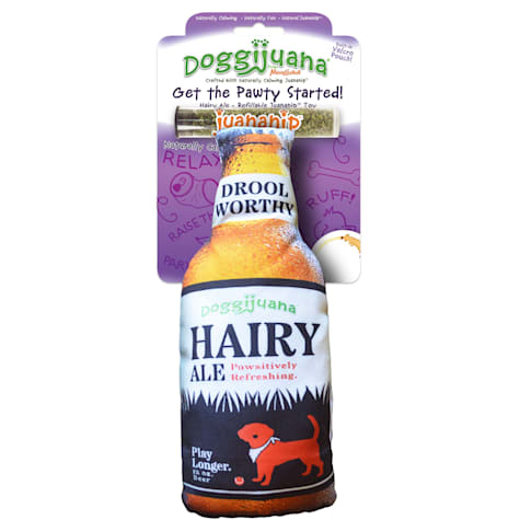Doggijuana Get The Pawty Started Refillable Hairy Ale Dog Toy