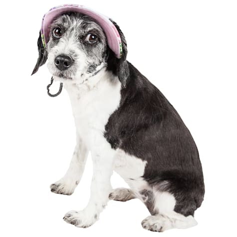 Pet Life 'Botanic Bark' Floral Uv Protectant Adjustable Fashion Canopy Brimmed Dog Hat Cap