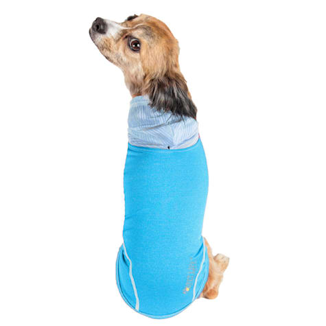 Pet Life Active 'Pull-Rover' Premium 4-Way Stretch Two-Toned Performance Sleeveless Dog T-Shirt Tank Top Hoodie