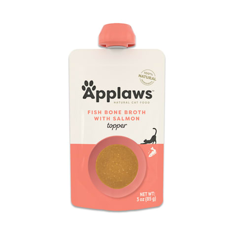Applaws Natural Fish Bone Broth with Salmon Topper Spout Wet Cat Food