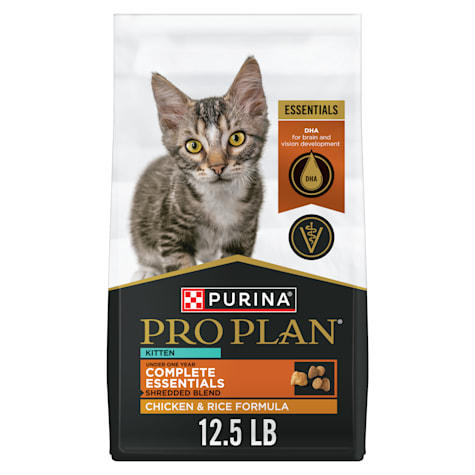 Purina Pro Plan Complete Essentials Shredded Blend Chicken and Rice Formula Dry Kitten Cat Food