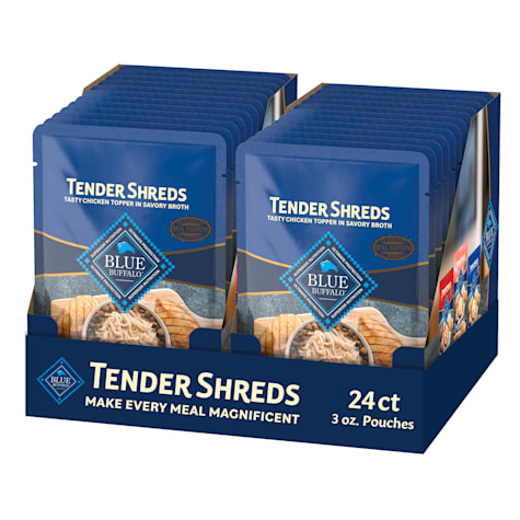 Blue Buffalo Tender Shreds Tasty Chicken Toppers in Savory Broth, Natural Dog Food Complement