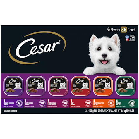Cesar Wet Dog Food Classic Loaf in Sauce Chicken, Beef and Turkey Variety Pack