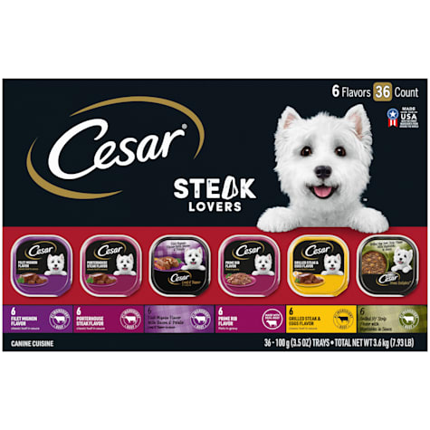 Cesar Steak Lovers Variety Pack with Real Meat Wet Dog Food