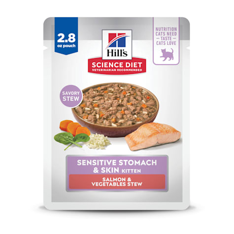 Hill's Science Diet Kitten Sensitive Stomach & Sensitive Skin Salmon & Vegetables Stew Wet Cat Food
