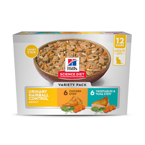 Hill's Science Diet Adult Urinary and Hairball Control Chicken & Tuna Stew Wet Cat Food Variety Pack