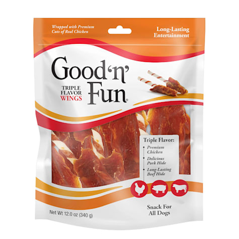 GOOD N' FUN Triple Flavor Wings Rawhide Chews for All Dogs