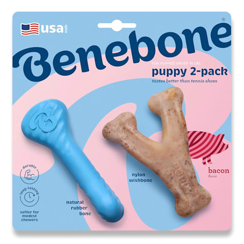 Benebone Puppy Rubber Bone/Wishbone Tiny Toy for Dogs