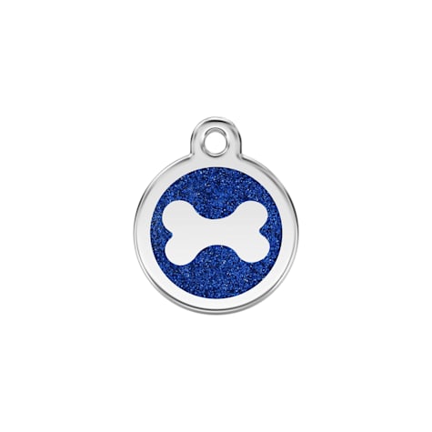 Red Dingo Stainless Steel Enamel Glitter Bone Personalized Engraved Pet ID Tag