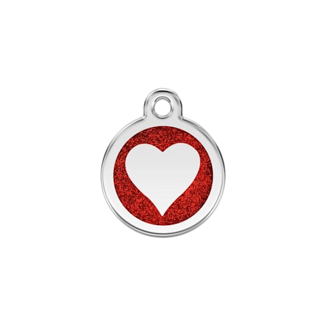 Red Dingo Stainless Steel Enamel Glitter Heart Personalized Engraved Pet ID Tag