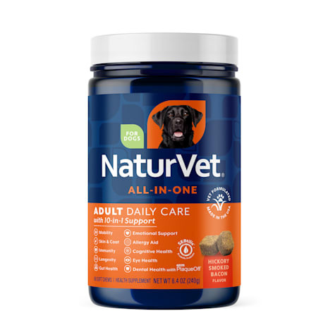 NaturVet All-In-One Adult Daily Care Multi-Benefit Soft Chew Supplements with 10-in-1 Support