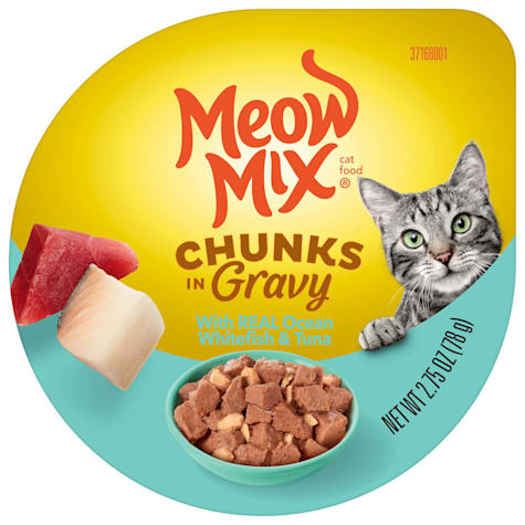 Meow Mix Chunks in Gravy with REAL Ocean Whitefish & Tuna Wet Cat Food
