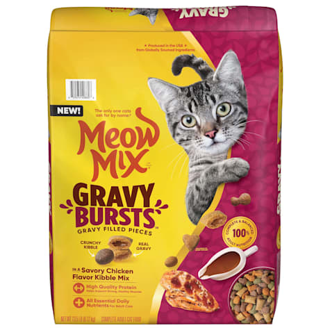 Meow Mix Gravy Bursts Savory Chicken Flavor Mix with Gravy Filled Pieces Dry Cat Food