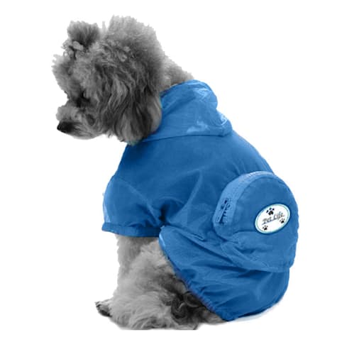 Pet Life Ultimate Waterproof Thunder-Paw Adjustable Zippered Folding Travel Dog Raincoat