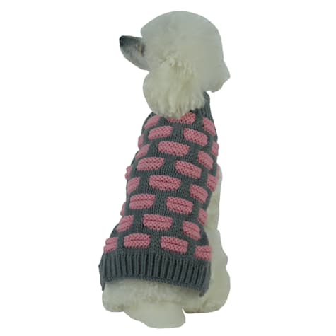 Pet Life Fashion Weaved Heavy Knit Designer Ribbed Turtle Neck Dog Sweater