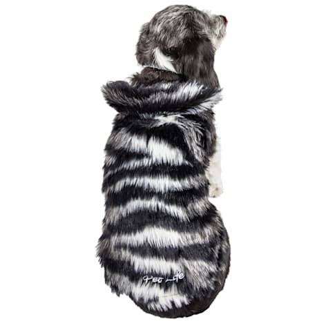 Pet Life Luxe 'Chauffurry' Beautiful Designer Zebra Patterned Mink Fur Dog Coat Jacket