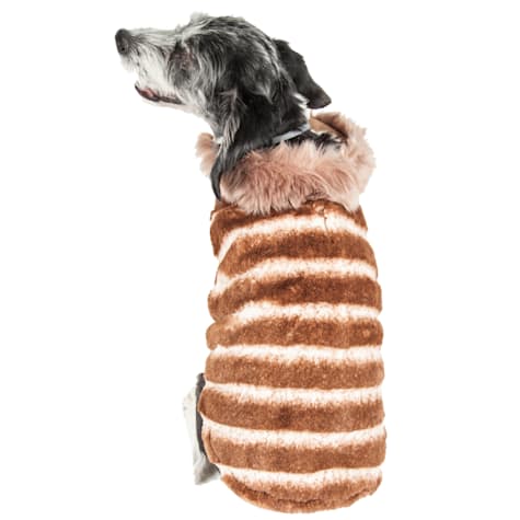 Pet Life Luxe 'Tira-Poochoo' Tiramisu Patterned Mink Dog Coat Jacket