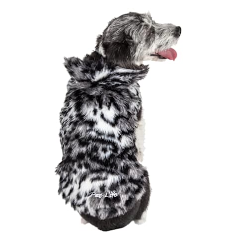 Pet Life Luxe 'Paw Dropping' Designer Gray-Scale Tiger Pattern Mink Fur Dog Coat Jacket