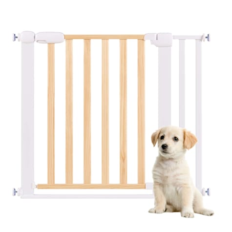 UniPaws White Pressure Mounted Wood and Metal Frame Dog Gate
