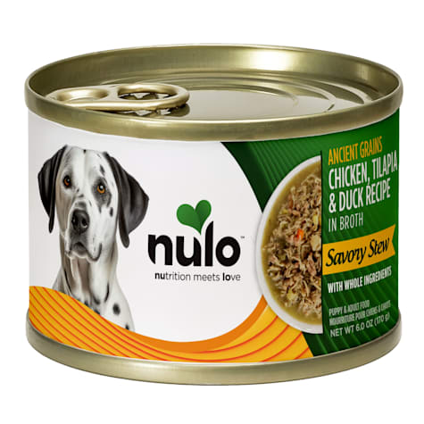 Nulo Ancient Grain Savory Stew, Chicken, Tilapia, & Duck for Puppy & Adult Dog Food