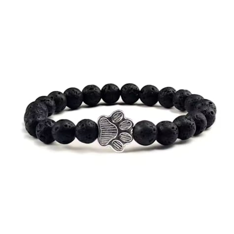 Hollywood Sensation PawZee Ebony Beaded Paw Print Charm Bracelet