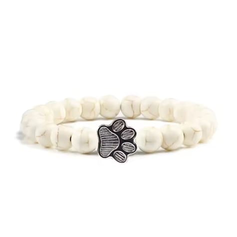Hollywood Sensation PawZee Snowy Beaded Paw Print Charm Bracelet