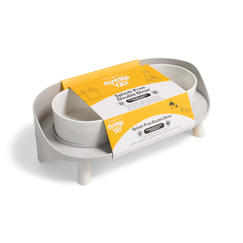 EveryYay Splash-Free Elevated Stainless Steel Double Diner Dog Bowl