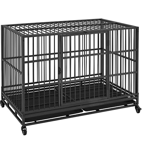 Topeakmart W/ Divider Rolling Crate for Large Dog Crate