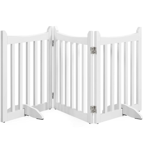 Topeakmart 3-Panel Foldable Pet Gate with Door for Small Pet Dogs