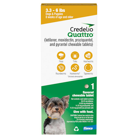 Credelio Quattro Chewable Tablets for Dogs 3.3-6 lbs