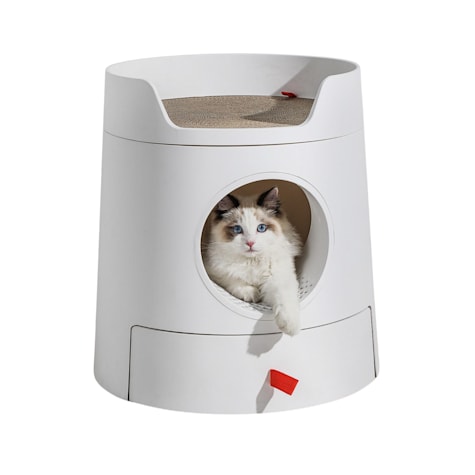 Michu Castle 2-in-1 Semi- Closed Cat Litter Box with Scratch Basin & Scoop Included