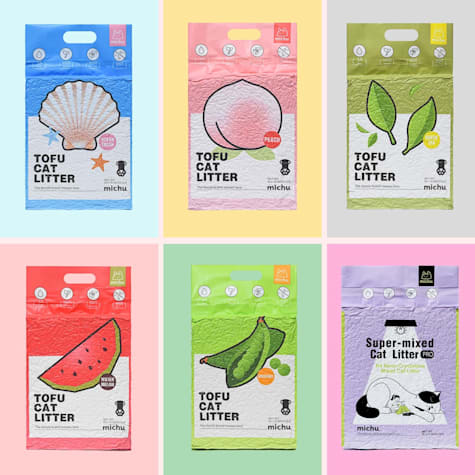Michu Rainbow Combo Flushable & Clumping Natural Tofu Cat Litter Variety Pack