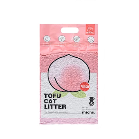 Michu Flushable & Clumping, Peach Scent Natural Tofu Cat Litter
