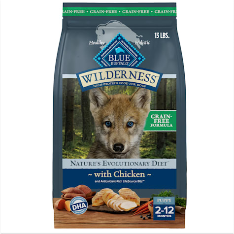 Blue Buffalo Wilderness with Real Chicken, Grain-Free, Natural Ingredients, Chicken Puppy High-Protein Dry Dog Food