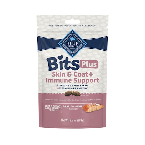Blue Buffalo Soft & Chewy Salmon Morsels BLUE Bits Plus Skin & Coat and Immune Support Daily Benefit Dog Treats
