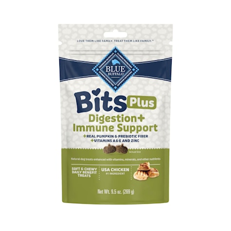 Blue Buffalo Soft & Chewy Chicken, Pumpkin Morsels Bits Plus Digestion & Immune Support Daily Benefit Dog Treats