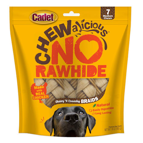 Cadet Chewalicious Chewy 'N Crunchy Rawhide-Free Natural Braids Chicken Dog Treats