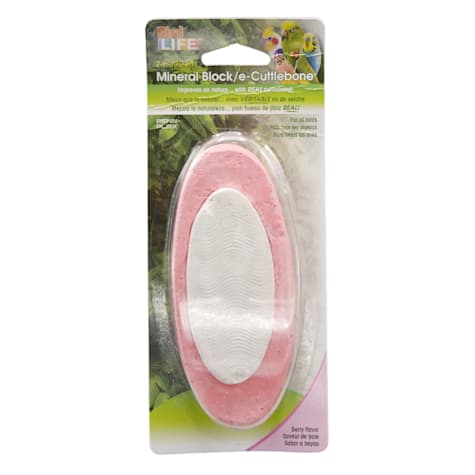 Penn Plax Bird Life 2-in-1 e-Cuttlebone & Mineral Block Great for All Birds Berry Flavor