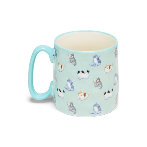 10 Strawberry Street Bella Cat Faces With Blue Mug