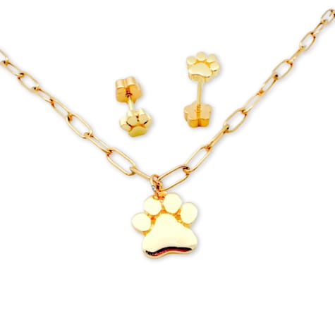 ETHICGOODS Paw Print Earring and Necklace Set