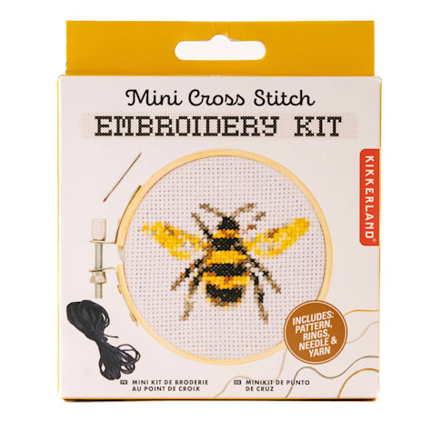 Kikkerland Design Bee Mini Cross Stitch Embroidery Kit