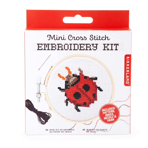 Kikkerland Design Ladybug Mini Cross Stitch Embroidery Kit