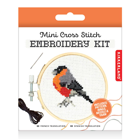 Kikkerland Design Bird Mini Cross Stitch Embroidery Kit