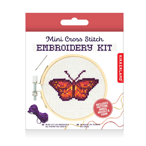 Kikkerland Design Butterfly Mini Cross Stitch Embroidery Kit