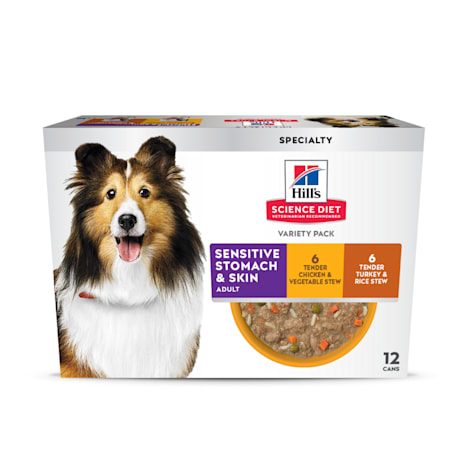 Hill's Science Diet Adult Sensitive Stomach & Skin Turkey & Chicken Stew Wet Dog Food Variety Pack
