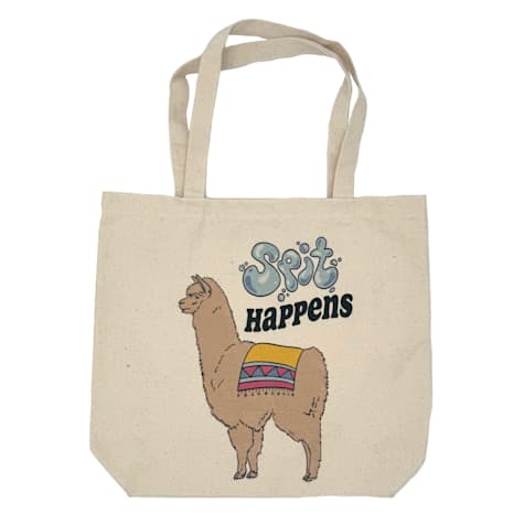 Zanden Spit Happens Llama Natural Tote Bag