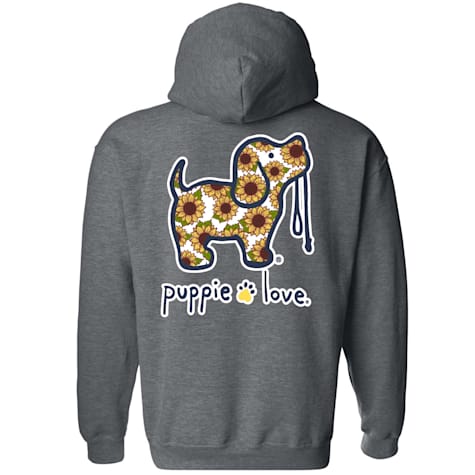 Puppie Love Sunflower Fill Pup Adult Unisex Hooded Sweatshirt