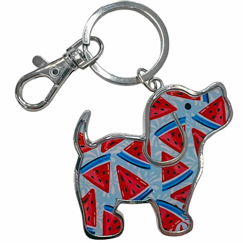 Puppie Love Patriotic Watermelon Pup Metal Key Ring